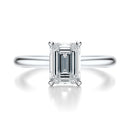Signature Hidden Halo Emerald Engagement Ring - White Gold Polished Band - Front View