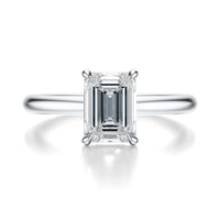 Signature Hidden Halo Emerald Engagement Ring - White Gold Polished Band - Front View