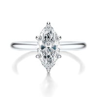 Signature Hidden Halo Marquise Engagement Ring - White Gold Polished Band - Front View