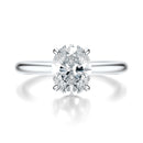 Signature Hidden Halo Oval Engagement Ring - White Gold Polished Band - Front View