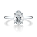 Signature Hidden Halo Pear Engagement Ring - White Gold Polished Band - Front View