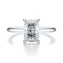 Signature Hidden Halo Radiant Engagement Ring - White Gold Polished Band - Front View