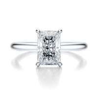 Signature Hidden Halo Radiant Engagement Ring - White Gold Polished Band - Front View