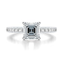 Signature Solitaire Asscher Engagement Ring - White Gold Pavé Band - Front View