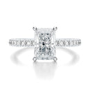 Signature Solitaire Radiant Engagement Ring - White Gold Pavé Band - Front View