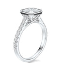 Signature Bezel Asscher Engagement Ring - White Gold Pavé Band - Side View