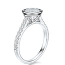 Signature Bezel Cushion Engagement Ring - White Gold Pavé Band - Side View
