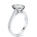 Signature Bezel Elongated Cushion Engagement Ring - White Gold Pavé Band - Side View