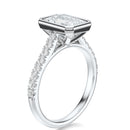 Signature Bezel Emerald Engagement Ring - White Gold Pavé Band - Side View