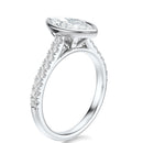 Signature Bezel Marquise Engagement Ring - White Gold Pavé Band - Side View