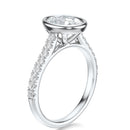 Signature Bezel Oval Engagement Ring - White Gold Pavé Band - Side View