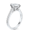 Signature Bezel Pear Engagement Ring - White Gold Pavé Band - Side View