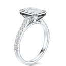 Signature Bezel Radiant Engagement Ring - White Gold Pavé Band - Side View