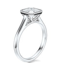 Signature Bezel Asscher Engagement Ring - White Gold Polished Band - Side View