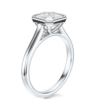 Signature Bezel Asscher Engagement Ring - White Gold Polished Band - Side View