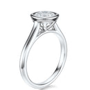 Signature Bezel Cushion Engagement Ring - White Gold Polished Band - Side View