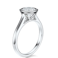 Signature Bezel Cushion Engagement Ring - White Gold Polished Band - Side View