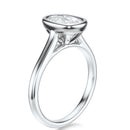 Signature Bezel Elongated Cushion Engagement Ring - White Gold Polished Band - Side View