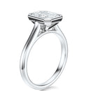 Signature Bezel Emerald Engagement Ring - White Gold Polished Band - Side View