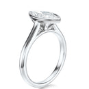 Signature Bezel Marquise Engagement Ring - White Gold Polished Band - Side View
