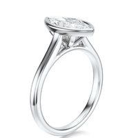 Signature Bezel Marquise Engagement Ring - White Gold Polished Band - Side View