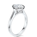 Signature Bezel Oval Engagement Ring - White Gold Polished Band - Side View