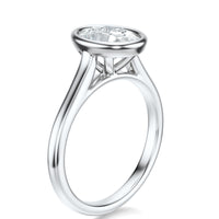 Signature Bezel Oval Engagement Ring - White Gold Polished Band - Side View