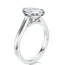 Signature Bezel Pear Engagement Ring - White Gold Polished Band - Side View