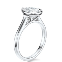 Signature Bezel Pear Engagement Ring - White Gold Polished Band - Side View