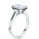 Signature Bezel Radiant Engagement Ring - White Gold Polished Band - Side View