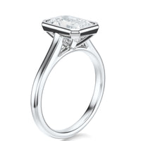 Signature Bezel Radiant Engagement Ring - White Gold Polished Band - Side View