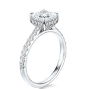 Signature Cathedral Hidden Halo Asscher Engagement Ring - White Gold Pavé Band - Side View