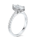 Signature Cathedral Hidden Halo Marquise Engagement Ring - White Gold Pavé Band - Side View