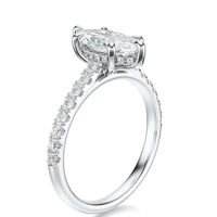 Signature Cathedral Hidden Halo Marquise Engagement Ring - White Gold Pavé Band - Side View