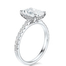 Signature Cathedral Hidden Halo Radiant Engagement Ring - White Gold Pavé Band - Side View