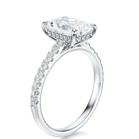 Signature Cathedral Hidden Halo Radiant Engagement Ring - White Gold Pavé Band - Side View