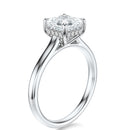 Signature Cathedral Hidden Halo Asscher Engagement Ring - White Gold Polished Band - Side View