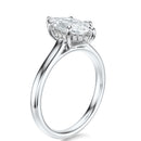 Signature Cathedral Hidden Halo Marquise Engagement Ring - White Gold Polished Band - Side View