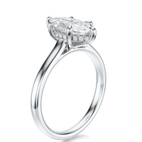 Signature Cathedral Hidden Halo Marquise Engagement Ring - White Gold Polished Band - Side View