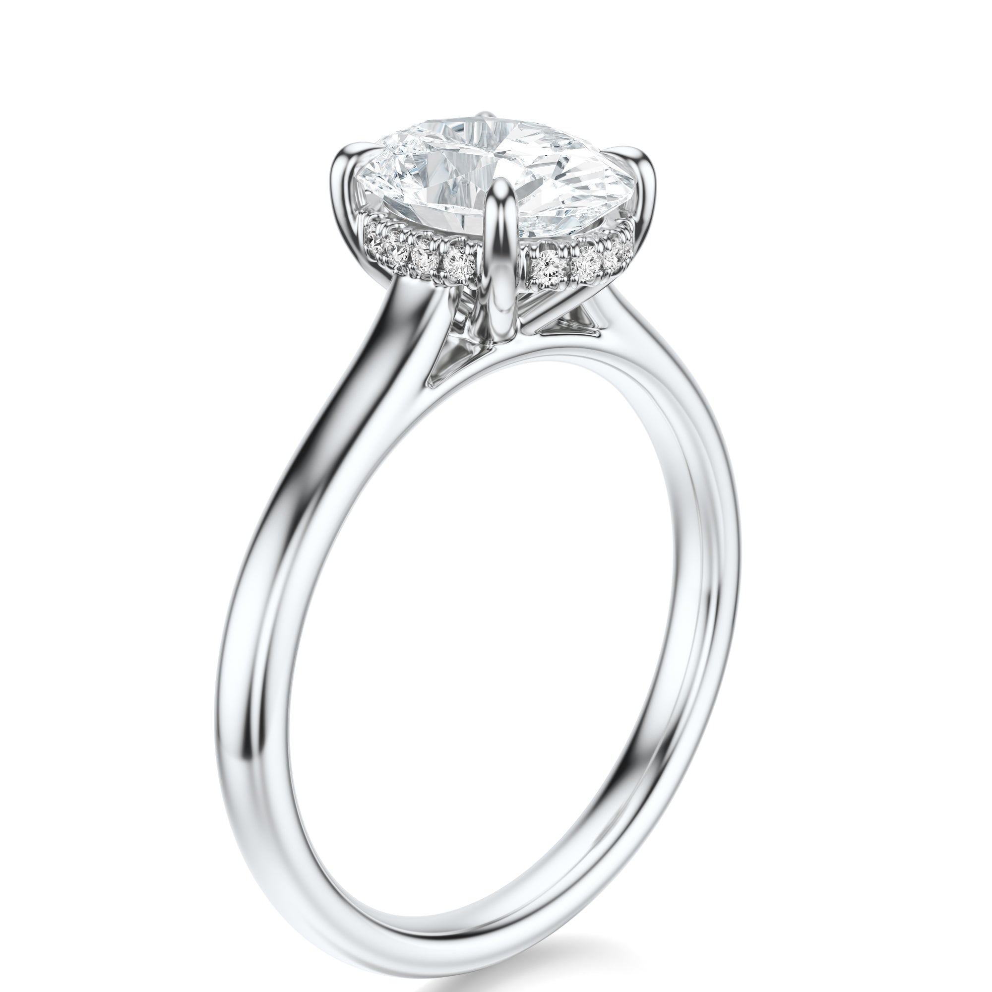 The Signature Cathedral Hidden Halo | 3.04CT Oval Lab Diamond | Platinum