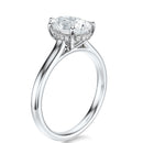 Signature Cathedral Hidden Halo Pear Engagement Ring - White Gold Polished Band - Side View