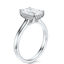 Signature Cathedral Hidden Halo Radiant Engagement Ring - White Gold Polished Band - Side View
