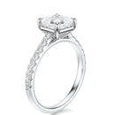 Signature Cathedral Asscher Engagement Ring - White Gold Pavé Band - Side View