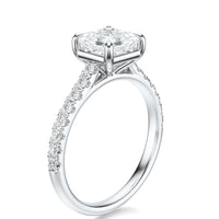 Signature Cathedral Asscher Engagement Ring - White Gold Pavé Band - Side View