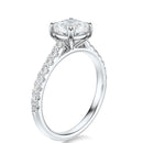 Signature Cathedral Cushion Engagement Ring - White Gold Pavé Band - Side View