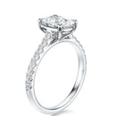 Signature Cathedral Elongated Cushion Engagement Ring - White Gold Pavé Band - Side View