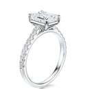 Signature Cathedral Emerald Engagement Ring - White Gold Pavé Band - Side View