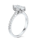 Signature Cathedral Marquise Engagement Ring - White Gold Pavé Band - Side View