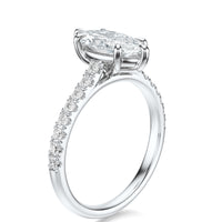Signature Cathedral Marquise Engagement Ring - White Gold Pavé Band - Side View