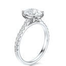 Signature Cathedral Oval Engagement Ring - White Gold Pavé Band - Side View